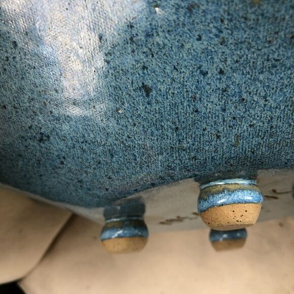 Sarah McCullough Pottery Turquoise flower bowl - Picture 8 of 16